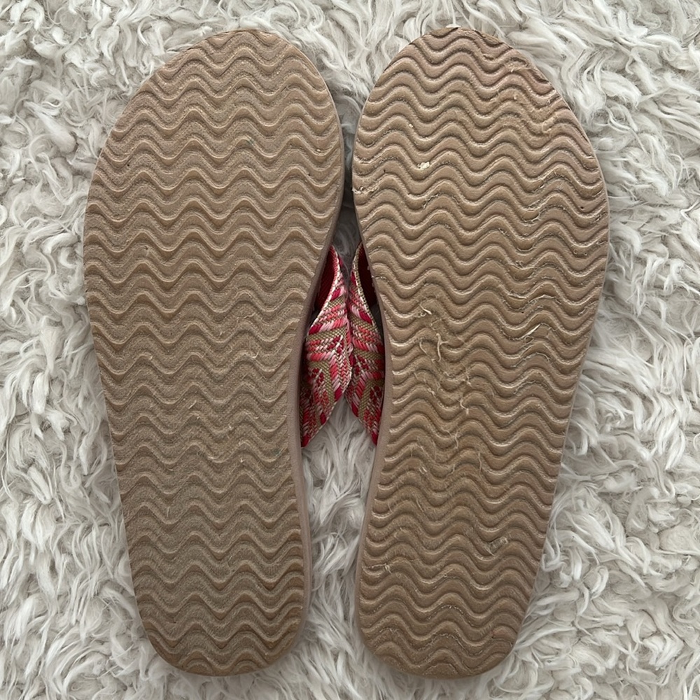 SO Pink and Tan Women's Flip Flops Beach Ocean Chic Surf Style - Picture 7 of 9